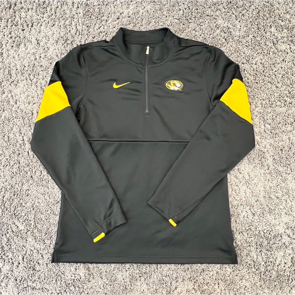 Missouri Tigers Nike DriFit Men's Sm Black Long Sleeve 1/4 Zip Pullover OnField